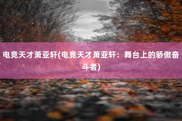 电竞天才萧亚轩(电竞天才萧亚轩：舞台上的骄傲奋斗者)