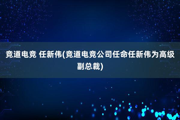 竞道电竞 任新伟(竞道电竞公司任命任新伟为高级副总裁)